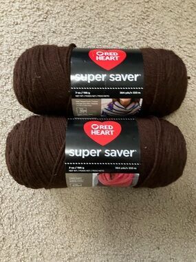 Red Heart Super Saver Yarn - Chocolate Brown - 2 Pack